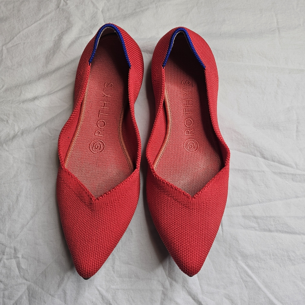 Rothy's Women's Pointed Ballet Flat - Red Summer Trending Size 6.5